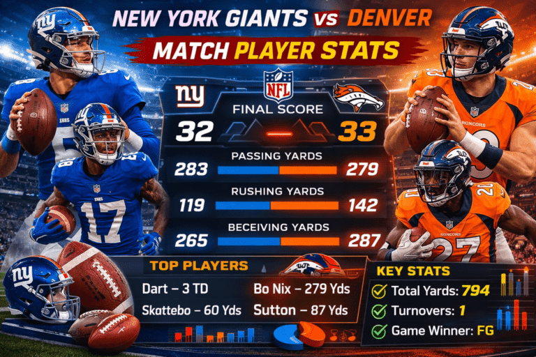New York Giants vs Denver Broncos Match Player Stats