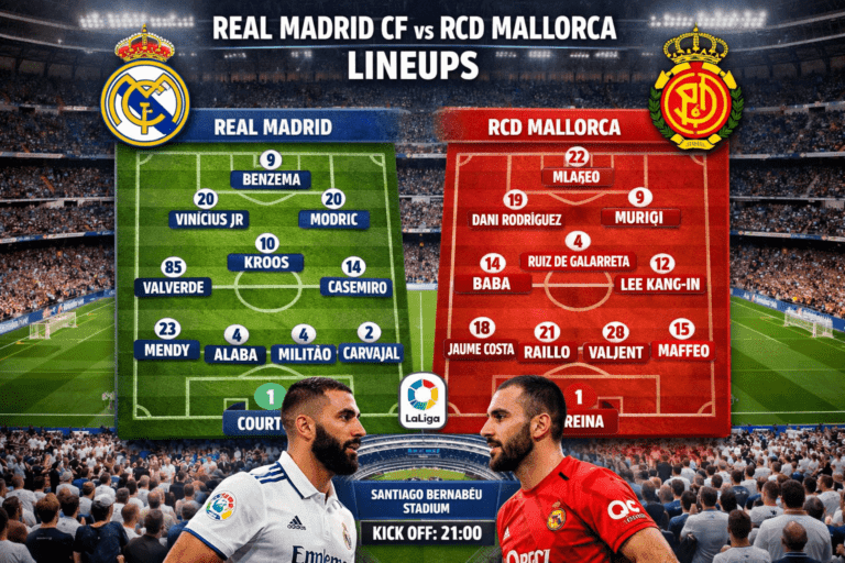 Real Madrid CF vs RCD Mallorca Lineups