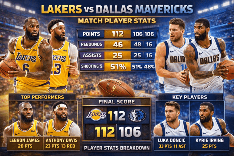Lakers vs Dallas Mavericks Match Player Stats