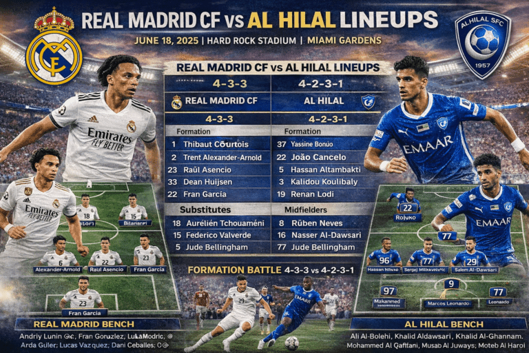 Real Madrid CF vs Al Hilal Lineups